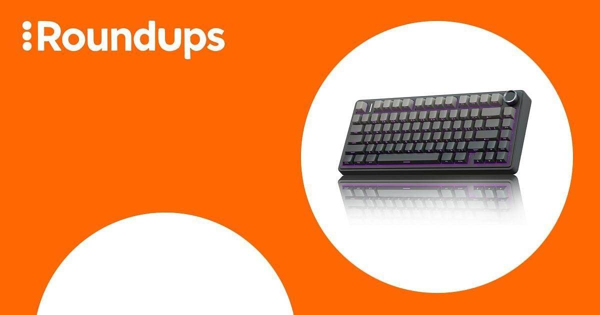 Kompakte mechanische Tastatur mit violetter Hintergrundbeleuchtung. Ideal für Gaming und Produktivität.