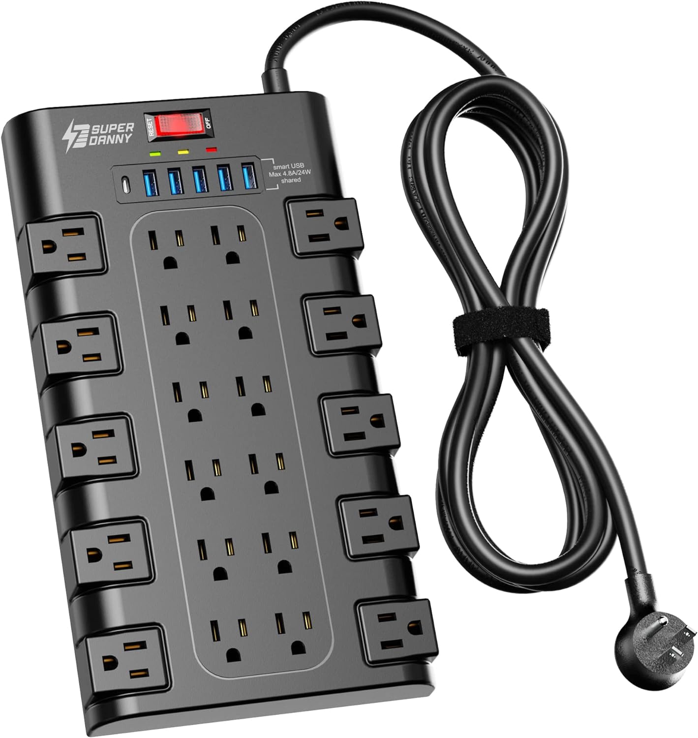 Stay Powered: SUPERDANNY Surge Protector Review – 22 Outlets & 6 USB Ports for Ultimate Convenience