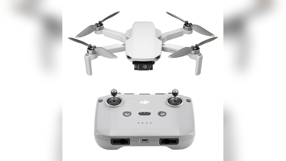 DJI Mini 2 drone and remote controller, a compact camera drone for beginners
